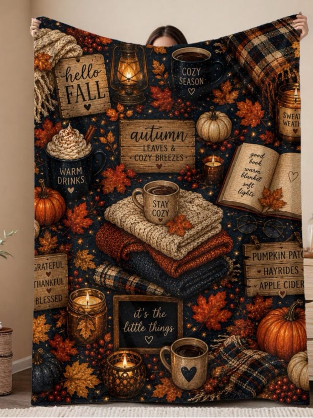 Autumn Leaves Cozy Throw Blanket - Stay Cozy Design